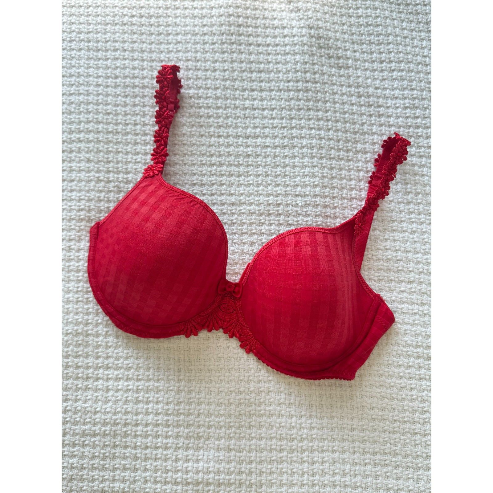 Marie Jo Avero Full Cup Bra Flower Red Lace Size Us 32ddd 32f Uk 32e Euc